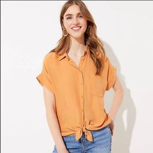 NWT Loft short sleeve orange tunic shirt SP
